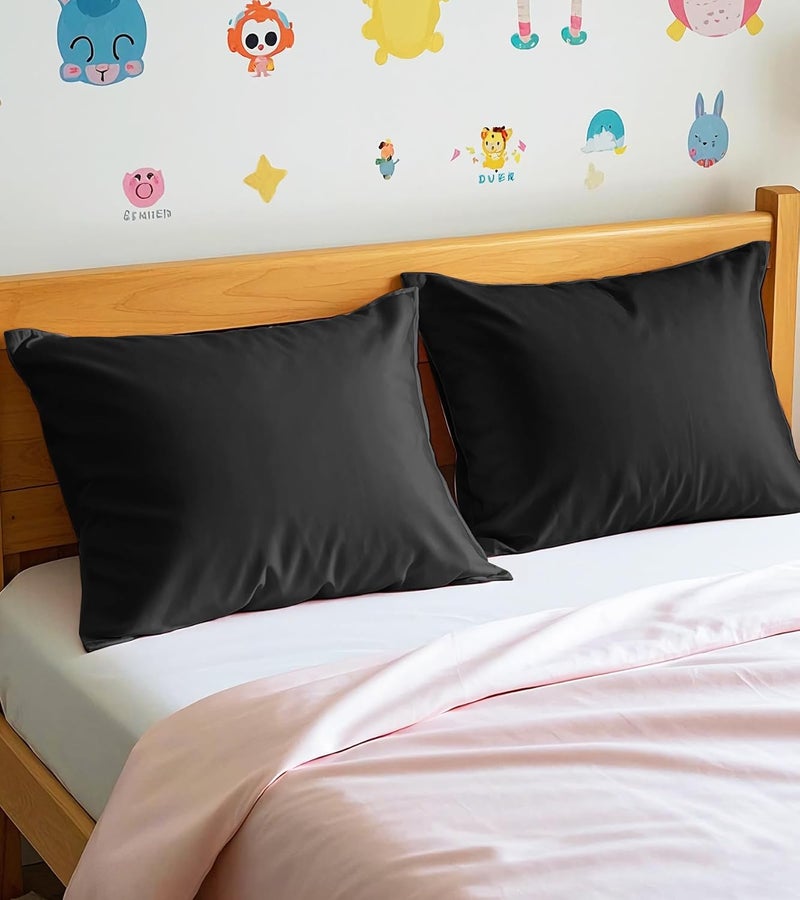 DEEPDREAM Toddler Pillowcases for 13x18 Pillow 2 Pack, 100% Cotton Travel Pillow Case Cover, 600 Thread Count Cotton Pillow Covers, Soft & Breathable Small Pillow Cases Envelope Closure, Black - Image 5
